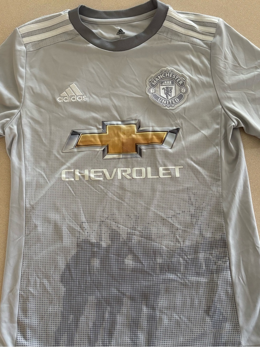 Adidas Gray Manchester United Crest Detail Jersey